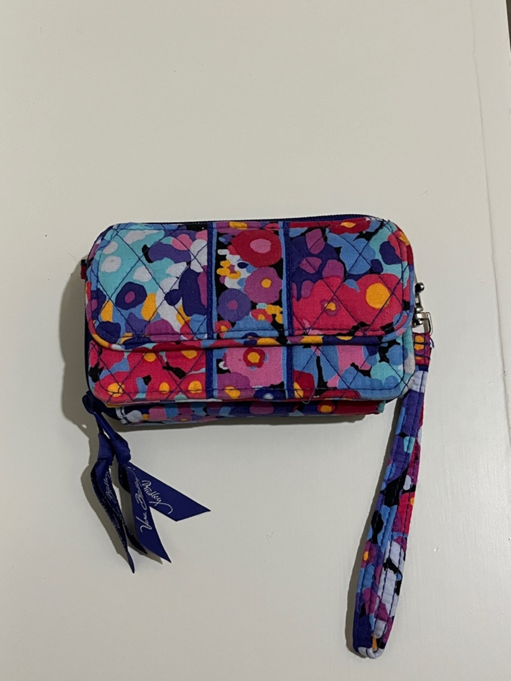 Vera Bradley Purple Pink Blue Floral Quilted Wristlet